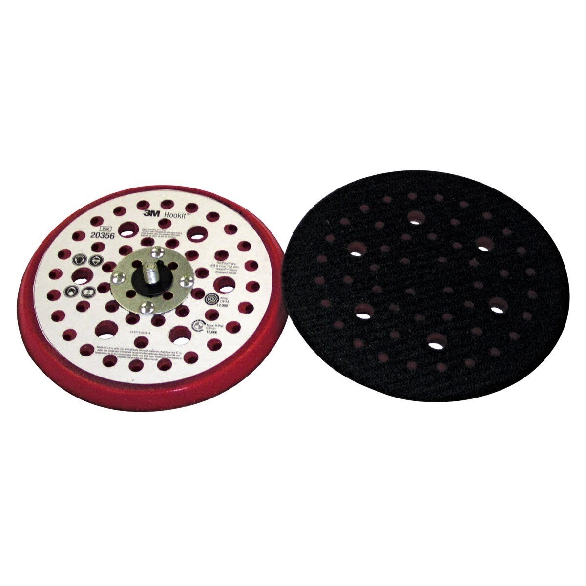 3M Xtract Hookit Low Profile Back-up Pad, Hook and Loop, Red Foam, 5 in x 3/8 in, 5/16-24 External Thread, 44 Holes (20353) (7100037832)  - (10Pack) - 2