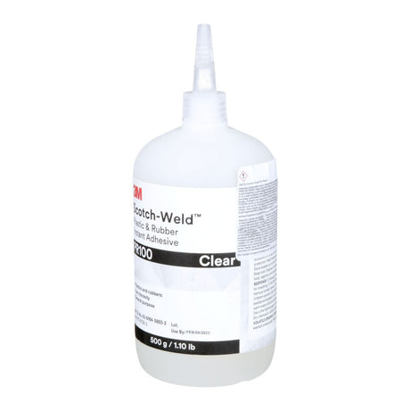 3M PR100 Plastic and Rubber Instant Adhesive, Clear, Low Viscosity, 500 g 1.10 lb Bottle, 1 Bottle/Case (7100039200) - 3