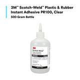 3M PR100 Plastic and Rubber Instant Adhesive, Clear, Low Viscosity, 500 g 1.10 lb Bottle, 1 Bottle/Case (7100039200) - 7