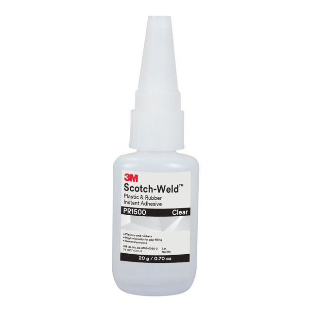 3M Scotch-Weld Plastic and Rubber Instant Adhesive, Clear, 20 Gram Bottle (PR1500) (7100039201)  - (10Pack)