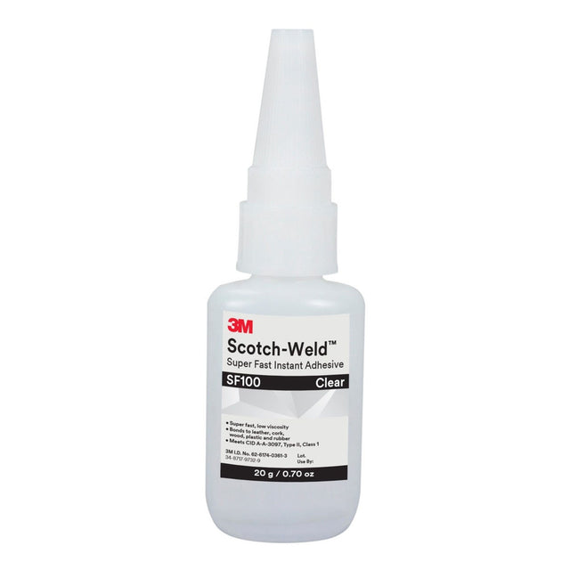 3M SF100 Scotch-Weld Super Fast Instant Adhesive, Clear, 20 g Bottle (7100039206)  - (10Pack)