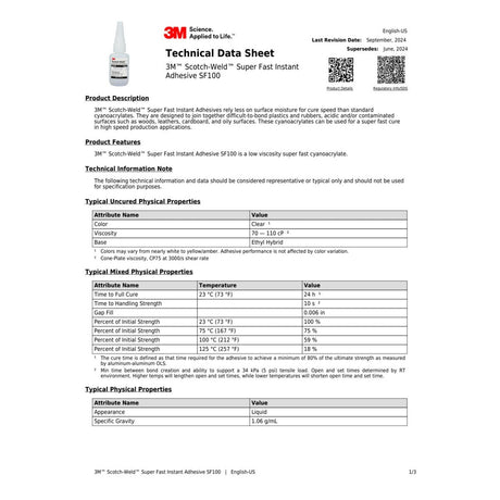 3M SF100 Scotch-Weld Super Fast Instant Adhesive, Clear, 20 g Bottle (7100039206)  - (10Pack) - 2