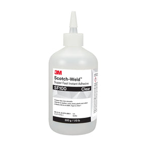 3M SF100 Super Fast Instant Adhesive, Clear, 500 g Bottle (7100039208)