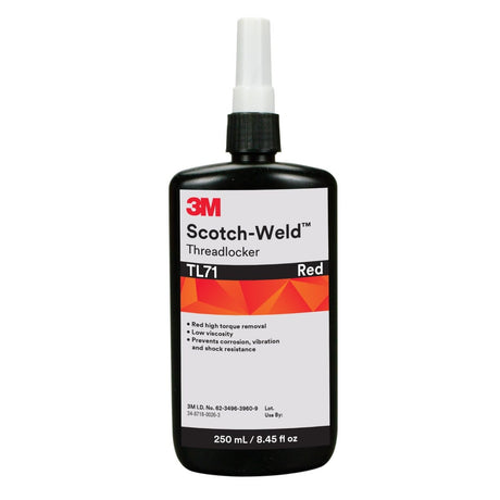 3M Scotch-Weld Threadlocker Red 250 mL Bottle (TL71) (7100039230)  - (2Pack)
