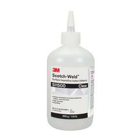 3M SI1500 Surface Insensitive Instant Adhesive, Clear, 500 g Bottle (7100039243)