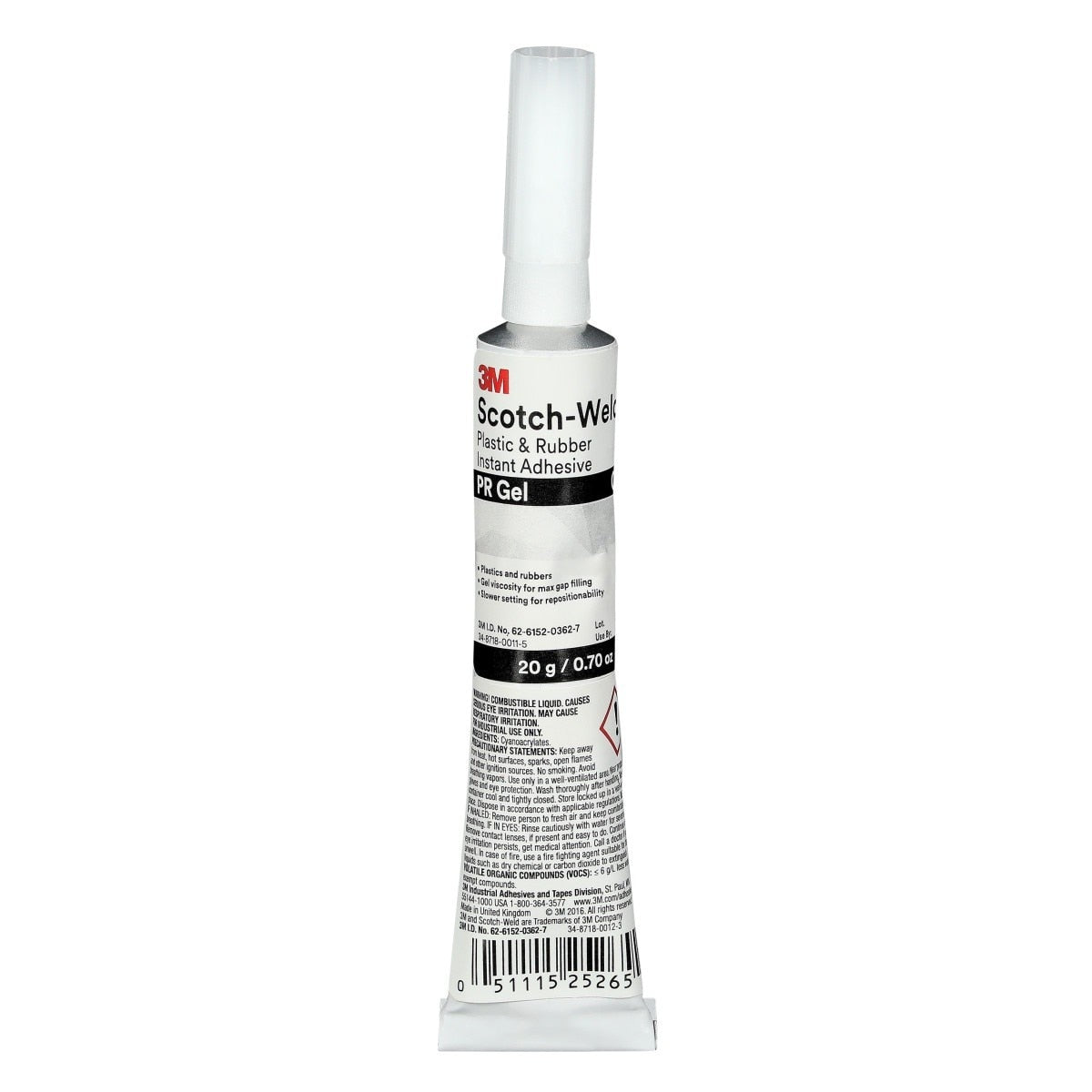3M Scotch-Weld Plastic and Rubber Instant Adhesive PR Gel, Clear, 20 g Tube (PR GEL) (7100039255)  - (10Pack)