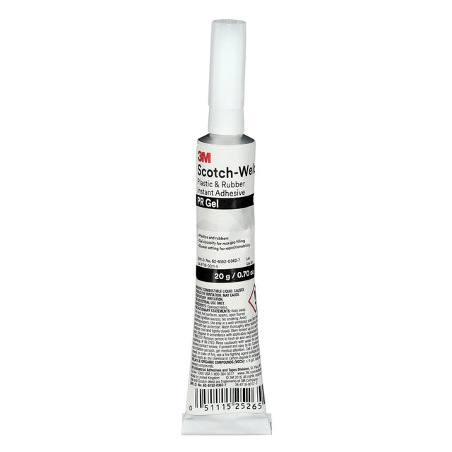 3M Scotch-Weld Plastic and Rubber Instant Adhesive PR Gel, Clear, 20 g Tube (PR GEL) (7100039255)  - (10Pack)