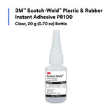 3M PR100 Plastic and Rubber Instant Adhesive, Clear, Low Viscosity, 20 g (0.70 oz) Bottle (7100039259)  - (10Pack) - 2