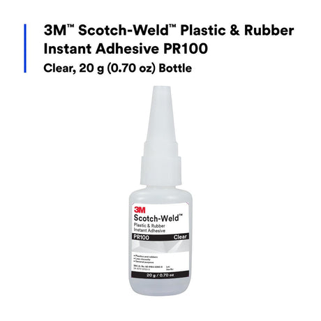 3M PR100 Plastic and Rubber Instant Adhesive, Clear, Low Viscosity, 20 g (0.70 oz) Bottle (7100039259)  - (10Pack) - 2