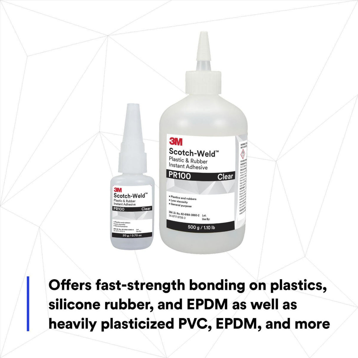 3M PR100 Plastic and Rubber Instant Adhesive, Clear, Low Viscosity, 20 g (0.70 oz) Bottle (7100039259)  - (10Pack) - 5