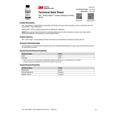 3M Scotch-Weld Instant Adhesive Primer, Clear, 2 fl oz Bottle (AC79) (7100039262)  - (10Pack) - 2