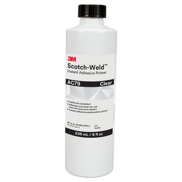 3M Scotch-Weld Instant Adhesive Primer, Clear, 8 fl oz Bottle (AC79) (7100039264)  - (4Pack)