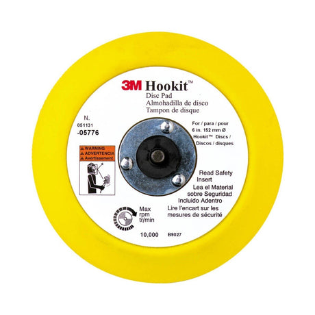 3M Hookit Abrasive Disc Pad, Medium Density Foam, Yellow, 6 in, 5/16-24 EXT (05776) (7100041779)  - (10Pack)