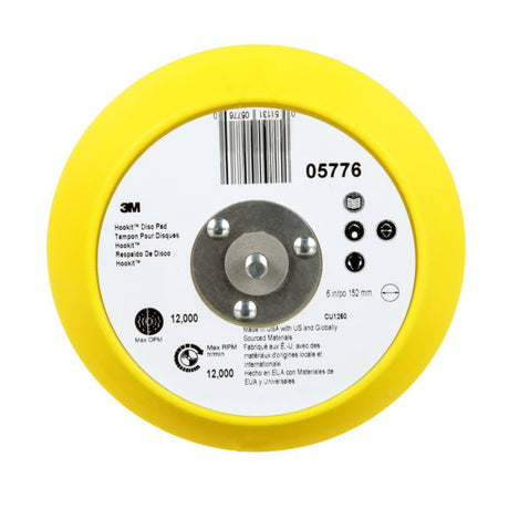 3M Hookit Abrasive Disc Pad, Medium Density Foam, Yellow, 6 in, 5/16-24 EXT (05776) (7100041779)  - (10Pack) - 2