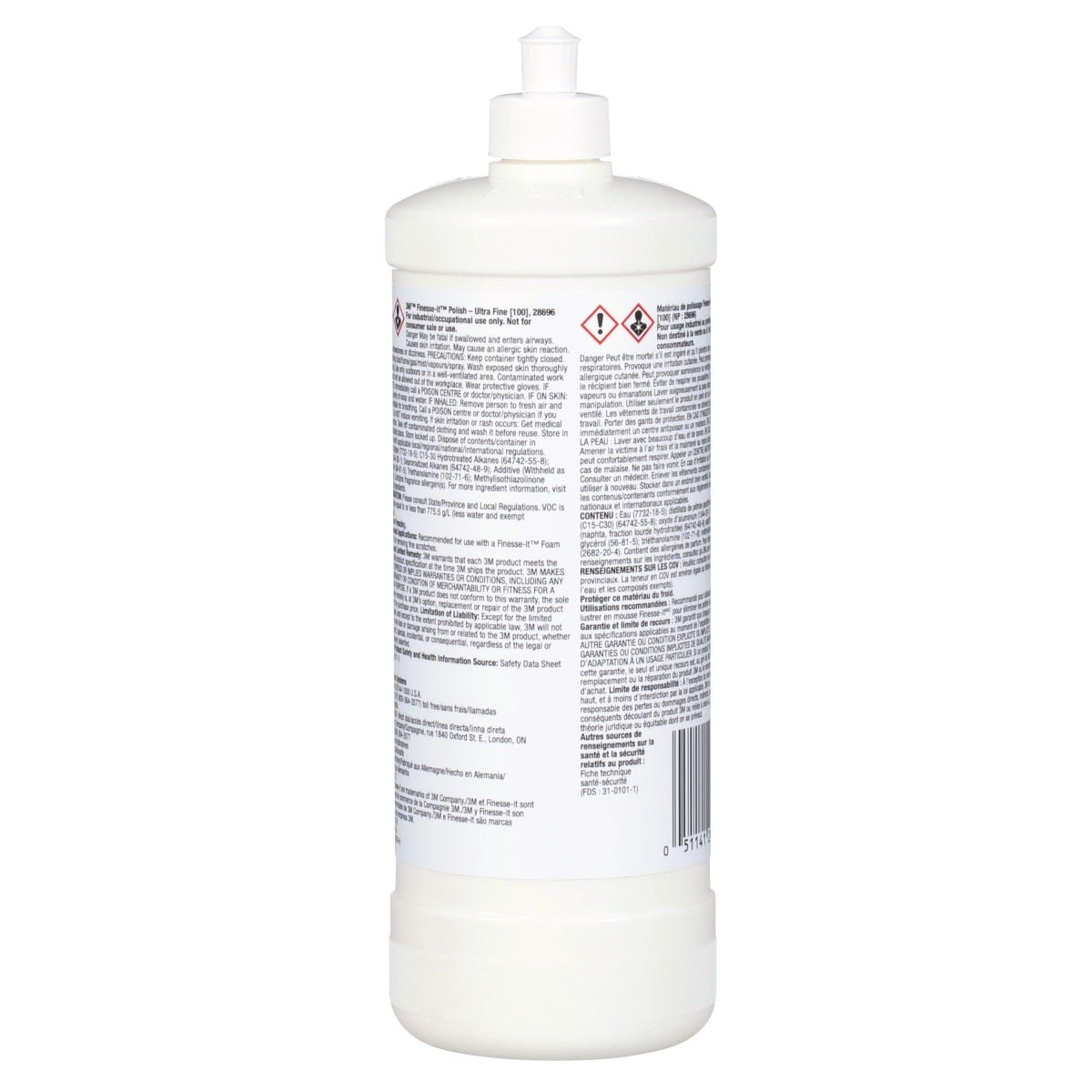 3M 100 Finesse-it Polish, Ultra Fine, White, 1 Liter Bottle (28696) (7100042116)  - (12Pack) - 3