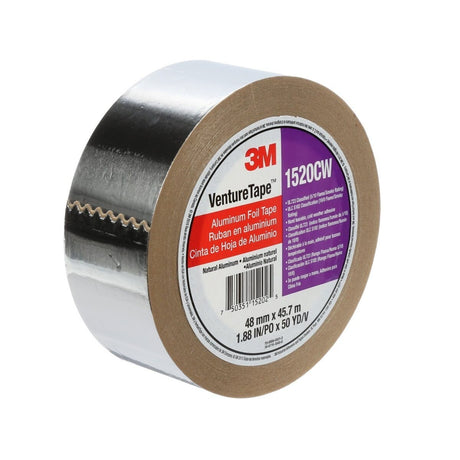 3M 1520CW Aluminum Foil Tape, Silver, 48 mm x 45.7 m, 3.2 mil (7100043715)  - (24Pack) - 2