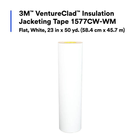 3M 1577CW-WM Insulation Jacketing Tape, Flat, White, 23 in x 50 yd, 1 Roll/Case (7100043741) - 2