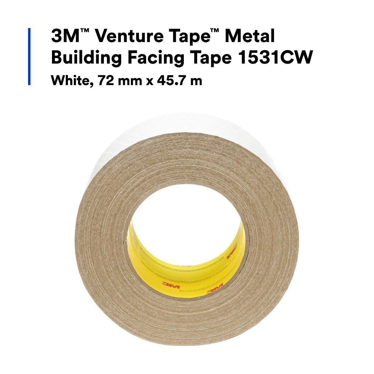 3M 1531CW Venture Tape Metal Building Facing Tape, White, 72 mm x 45.7 m (7100043747)  - (16Pack) - 9