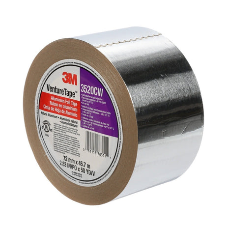 3M 3520CW Venture Tape Aluminum Foil Tape, Silver, 72 mm x 45.7 m, 3.7 mil (7100043750) (256 Pack) - 6