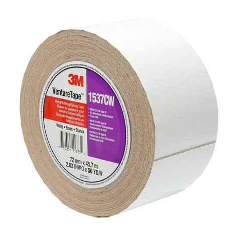 3M 1537CW Metal Building Facing Tape, White, 72 mm x 45.7 m (7100043751) (256 Pack)