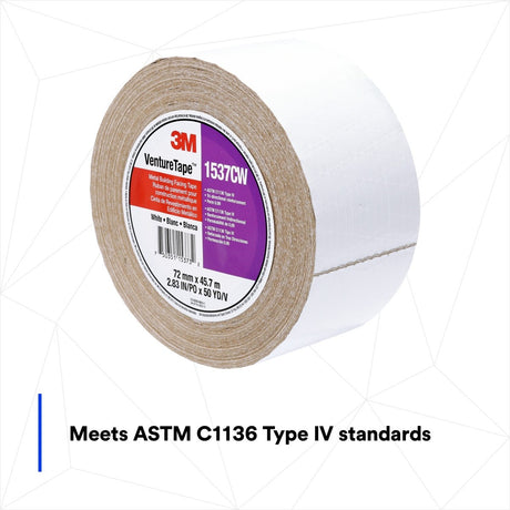 3M 1537CW Metal Building Facing Tape, White, 72 mm x 45.7 m (7100043751) (256 Pack) - 4