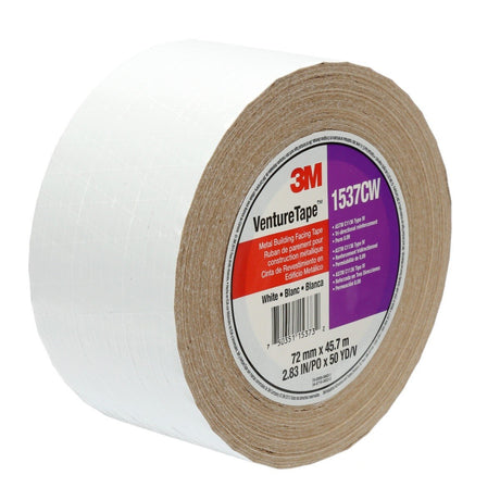 3M 1537CW Metal Building Facing Tape, White, 72 mm x 45.7 m (7100043751) (256 Pack) - 9