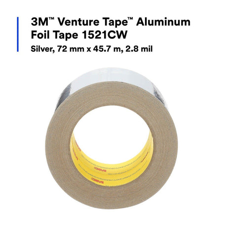 3M 1521CW Aluminum Foil Tape, Silver, 72 mm x 45.7 m, 2.8 mil (7100043752) (256 Pack) - 5