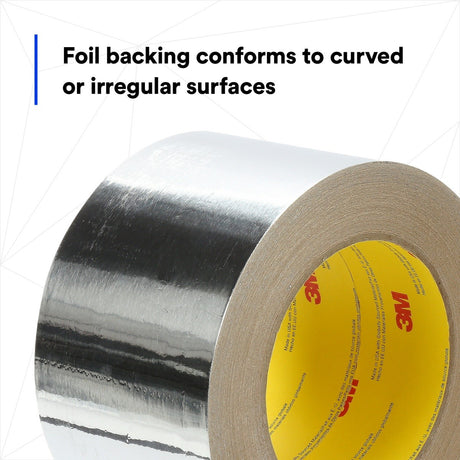 3M 1521CW Aluminum Foil Tape, Silver, 72 mm x 45.7 m, 2.8 mil (7100043752) (256 Pack) - 7