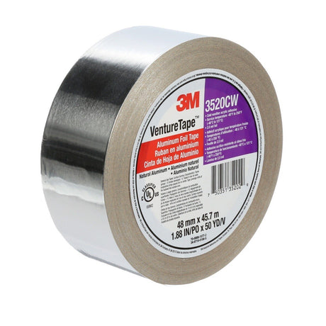 3M 3520CW Venture Tape Aluminum Foil Tape, Natural Aluminum, 48 mm x 45.7 m, 2.0 mil (7100043755)  - (24Pack) - 5