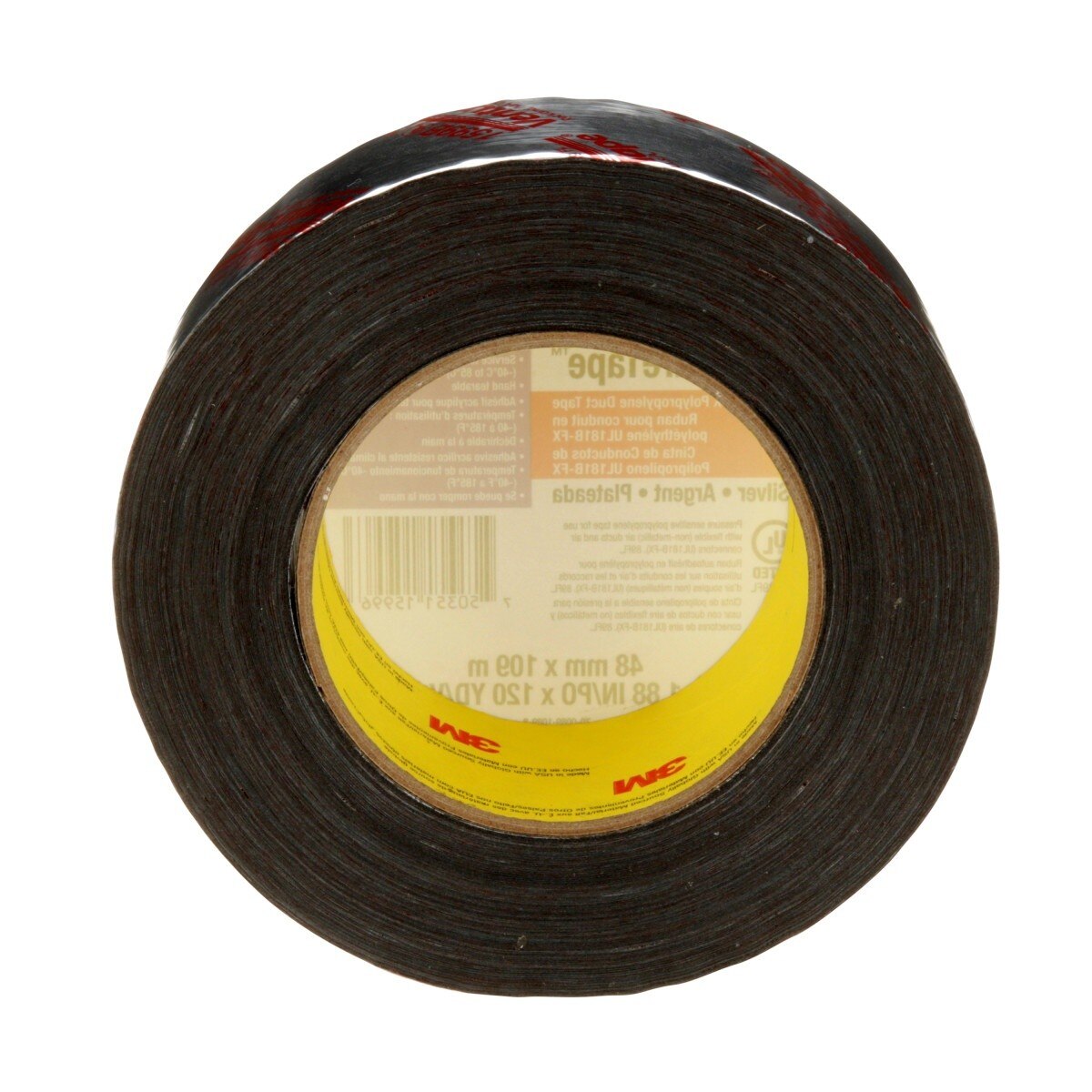 3M 1599B UL181B-FX Polypropylene Duct Tape, Silver, 48 mm x 109.7 m, 3 mil (7100043760) (576 Pack) - 8
