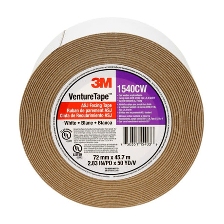 3M 1540CW Venture Tape ASJ Facing Tape, White, 72 mm x 45.7 m (7100043768)  - (16Pack)