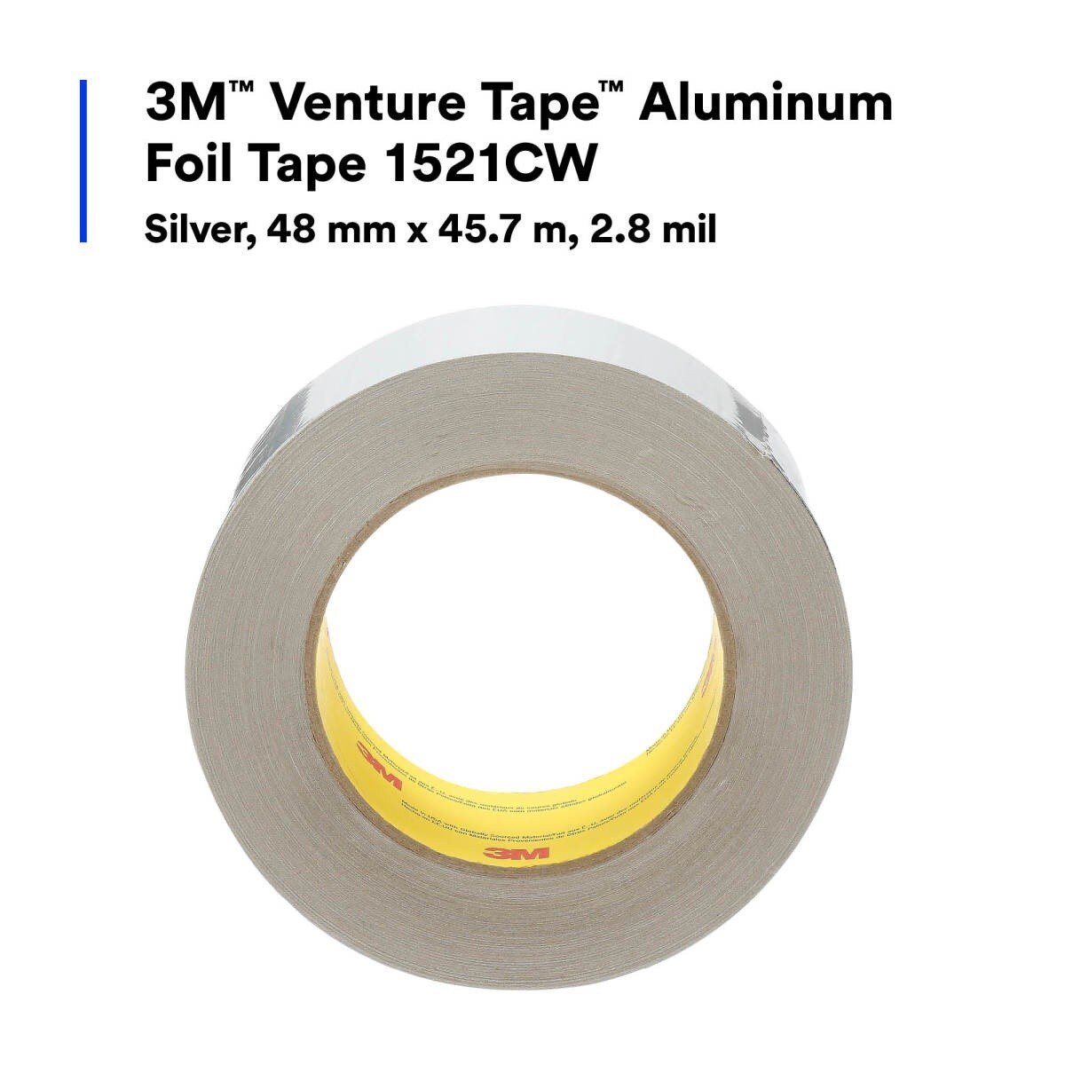3M 1521CW Aluminum Foil Tape, Silver, 48 mm x 45.7 m, 2.8 mil (7100043781) (576 Pack) - 6