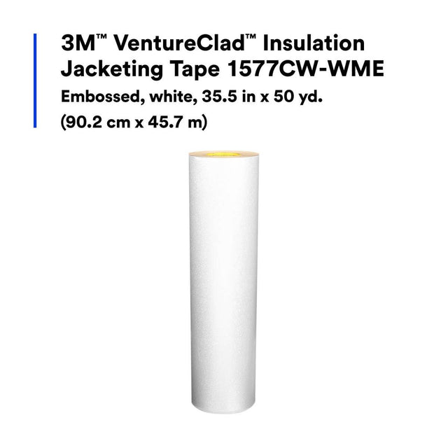 3M 1577CW-WME VentureClad Insulation Jacketing Tape, White, 35.5 in x 50 yd (7100043813)