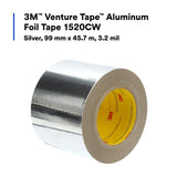 3M 1520CW Venture Tape Aluminum Foil Tape, Silver, 3.89 in x 50 yd, 3.2 mil (7100043875)  - (12Pack) - 5