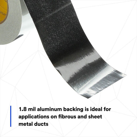 3M 2C120 Aluminum Foil Tape, Silver, High Strength, Conformable, Heavy Duty Liner, UL723 Classified, 3-7/8 in x 50 yd, 1.8 mil (7100043891) (12 Pack) - 9