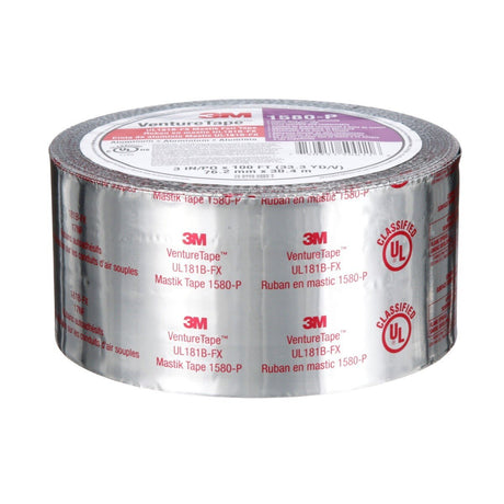 3M Venture Tape UL181B-FX Mastik Foil Tape, Silver, 3 in x 100 ft (1580-P) (7100043954)  - (16Pack) - 5