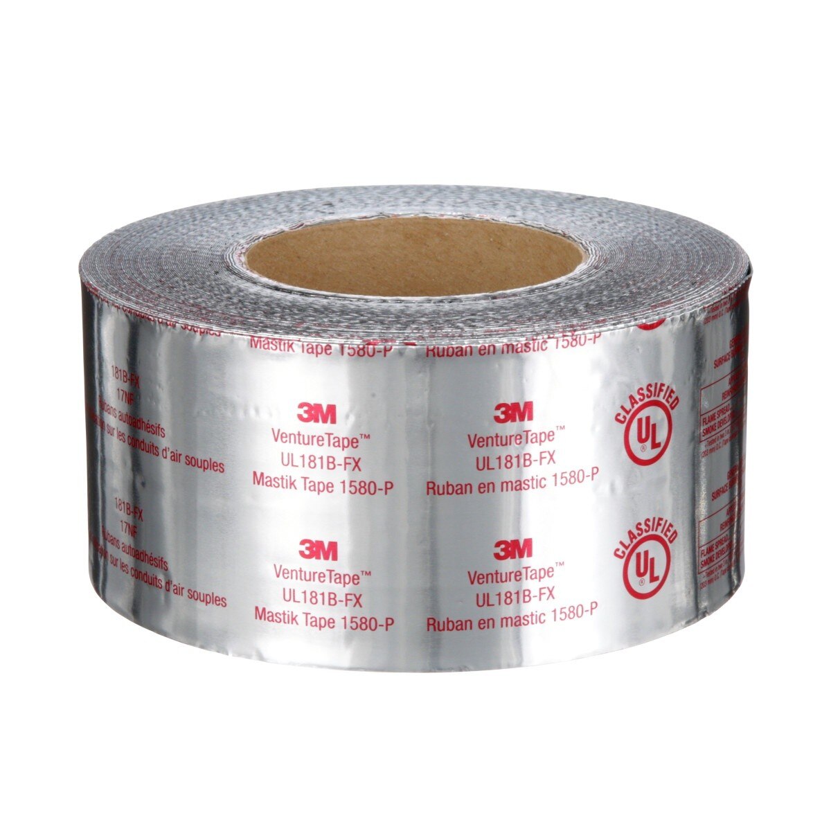 3M Venture Tape UL181B-FX Mastik Foil Tape, Silver, 3 in x 100 ft (1580-P) (7100043954)  - (16Pack) - 7