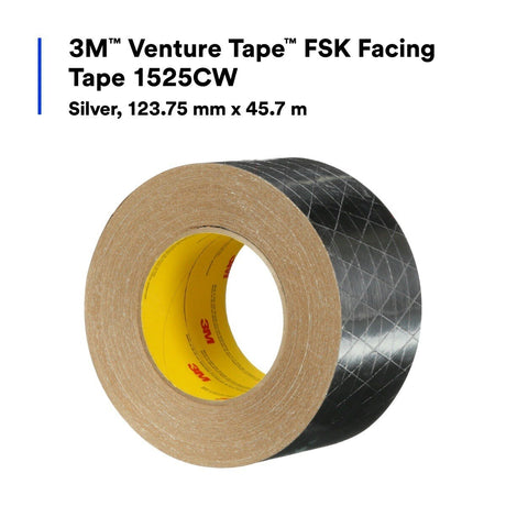 3M 1525CW Venture Tape FSK Facing Tape, Silver, 123.75 mm x 45.7 m (7100043968)  - (8Pack) - 3