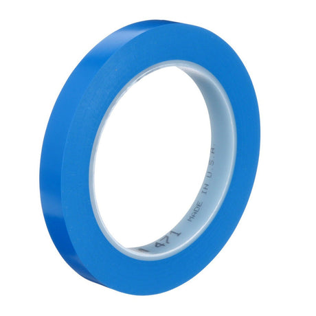 3M 471 Vinyl Tape, Blue, 1/2 in x 36 yd, 5.2 mil (36408) (7100044170)  - (72Pack)
