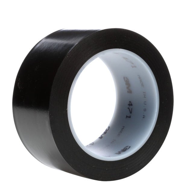 3M 471 Vinyl Tape, Black, 2 in x 36 yd, 5.2 mil, Roll (7100044330)  - (24Pack)