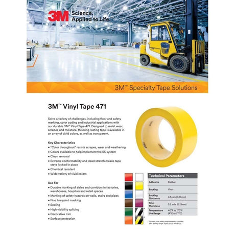 3M 471 Vinyl Tape Orange for Floor Marking and Color Coding, 1 in x 36 yd (7100044623)  - (36Pack) - 9