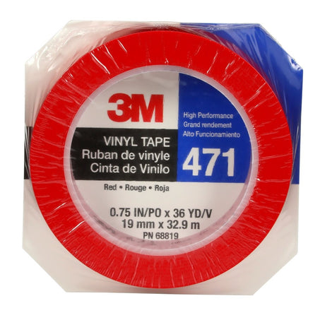3M 471 Vinyl Tape, Red, 0.75 in x 36 yd, 5.2 mil (7100044624)  - (48Pack) - 3