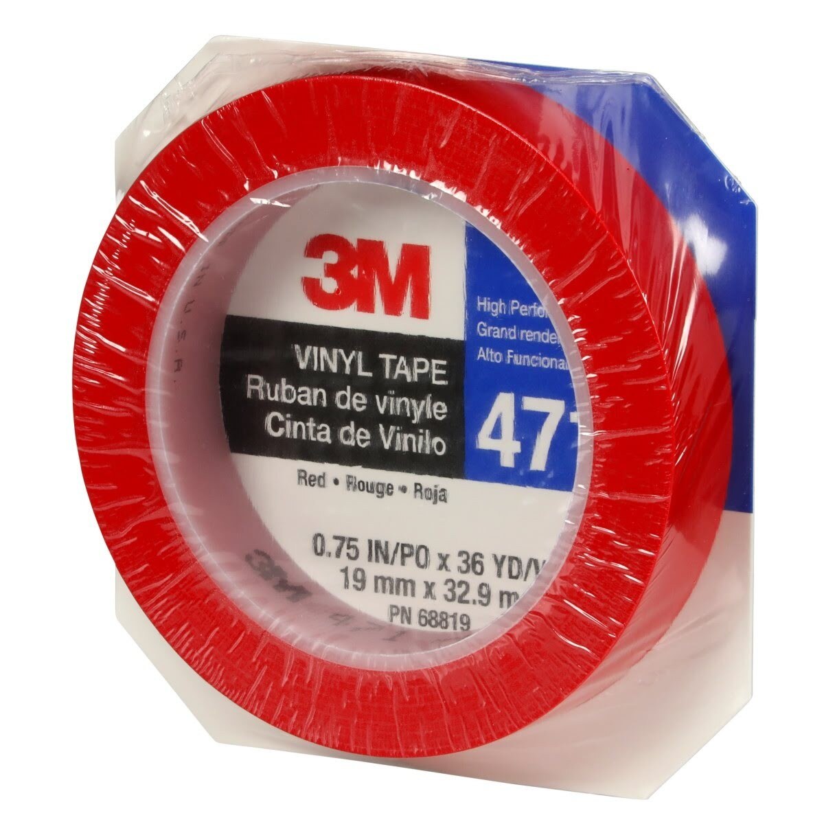 3M 471 Vinyl Tape, Red, 0.75 in x 36 yd, 5.2 mil (7100044624)  - (48Pack) - 4