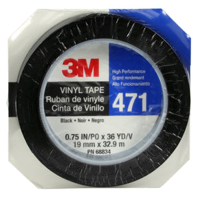 3M 471 Vinyl Tape, Black, 3/4 in x 36 yd, 5.2 mil (471 IW) (7100044625)  - (48Pack)