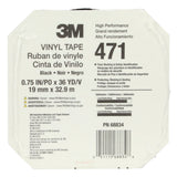 3M 471 Vinyl Tape, Black, 3/4 in x 36 yd, 5.2 mil (471 IW) (7100044625)  - (48Pack) - 9
