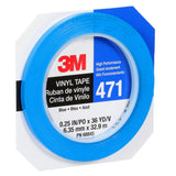 3M 471 Vinyl Tape, Blue, 1/4 in x 36 yd, 5.2 mil (7100044626)  - (144Pack) - 7