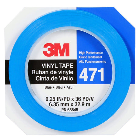 3M 471 Vinyl Tape, Blue, 1/4 in x 36 yd, 5.2 mil (7100044626)  - (144Pack) - 8