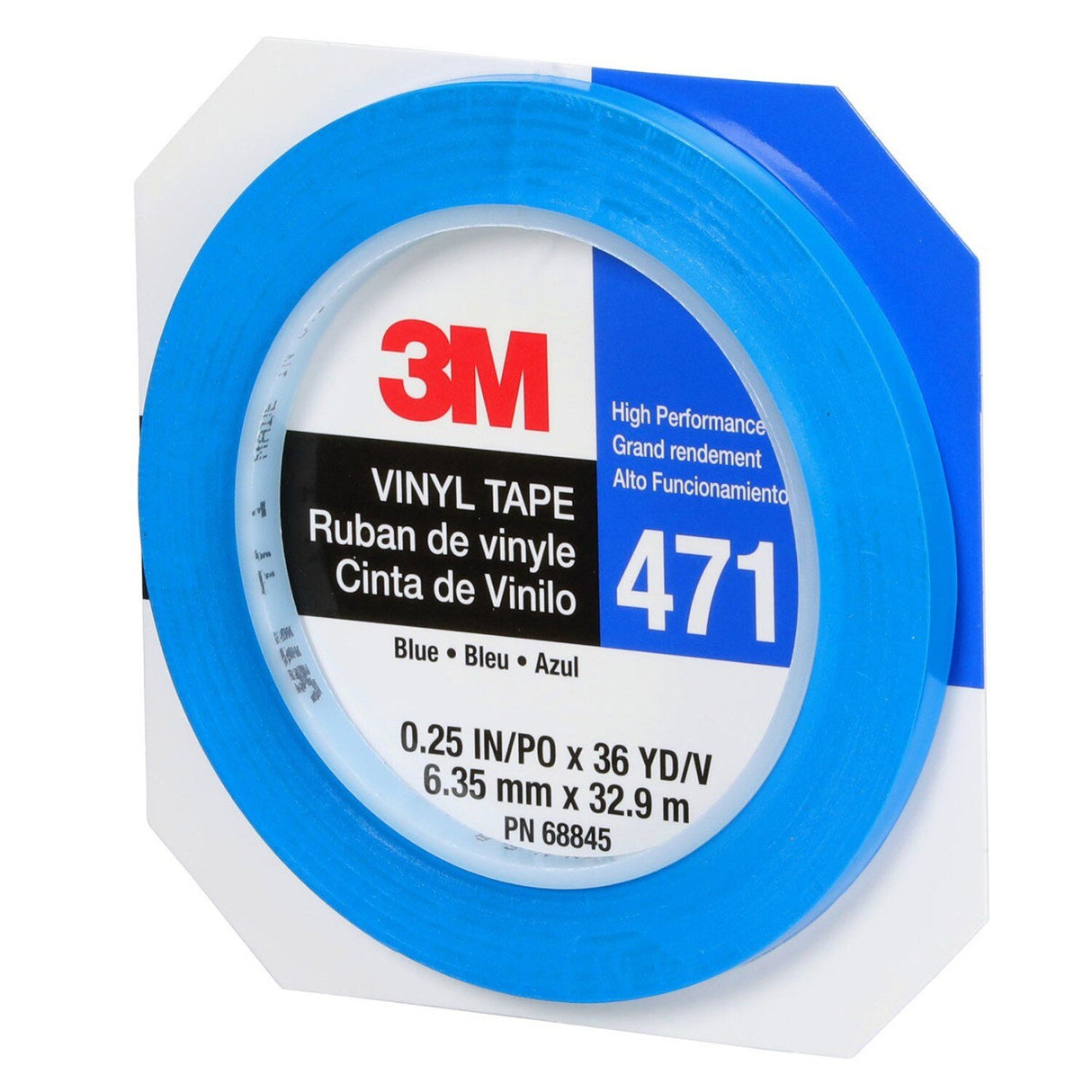 3M 471 Vinyl Tape, Blue, 1/4 in x 36 yd, 5.2 mil (7100044626)  - (144Pack) - 9