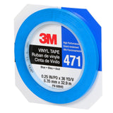 3M 471 Vinyl Tape, Blue, 1/4 in x 36 yd, 5.2 mil (7100044626)  - (144Pack) - 9