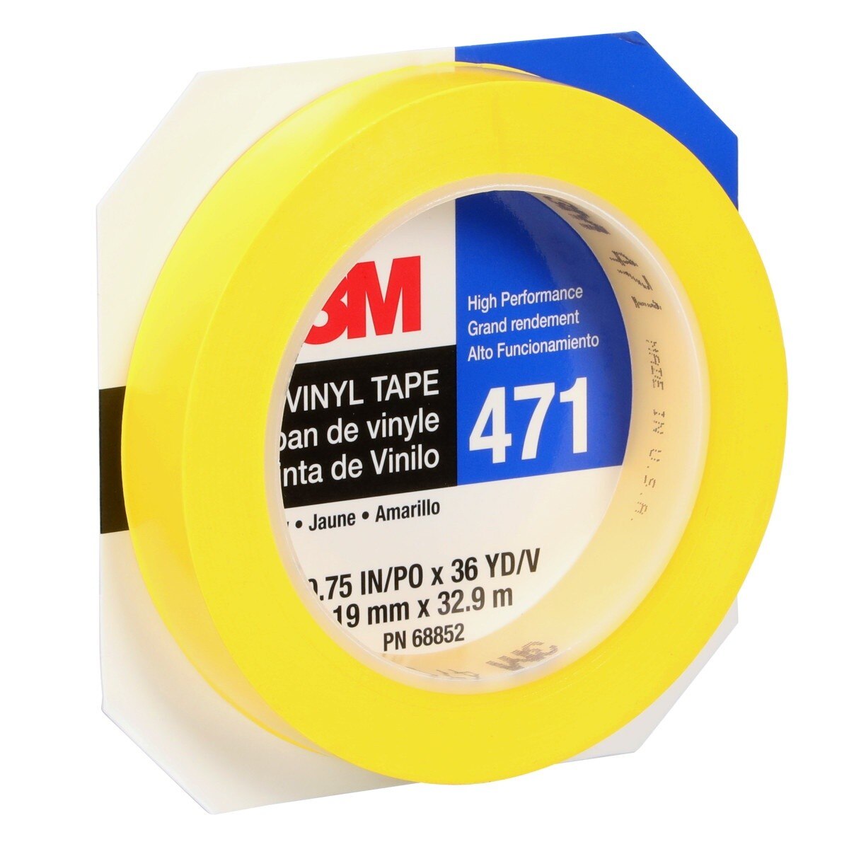 3M 471 Vinyl Tape, Yellow, 3/4 in x 36 yd, 5.2 mil Roll (7100044627)  - (48Pack) - 3